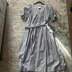 Elegant Blue Button-Down Dress